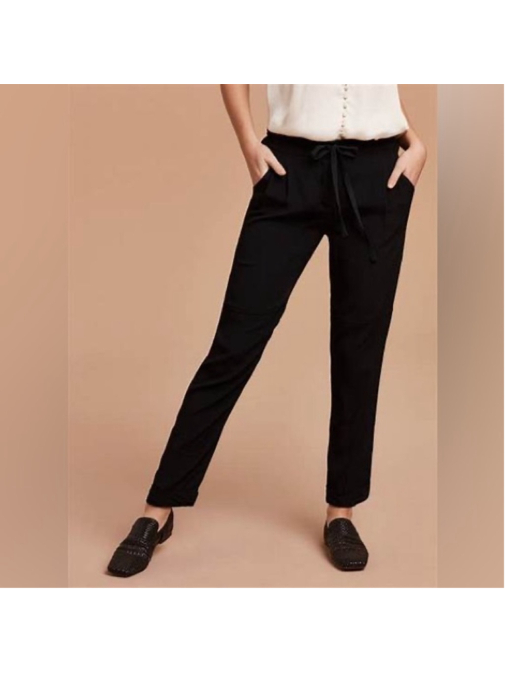 Aritzia Wilfred Marais Rolled Cuff Pants linen blend black business casual sz 0